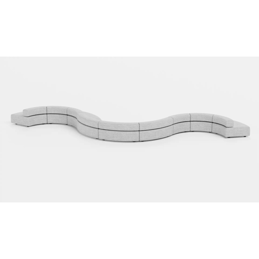 Modular Curved Sofa 3D Model – Low Poly Fabric Design, Blender - View 7