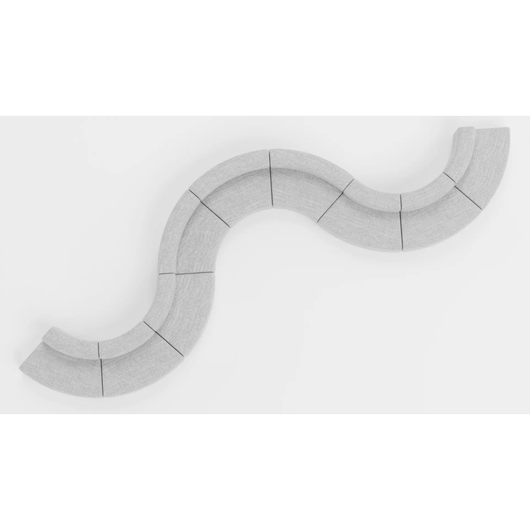 Modular Curved Sofa 3D Model – Low Poly Fabric Design, Blender - View 9