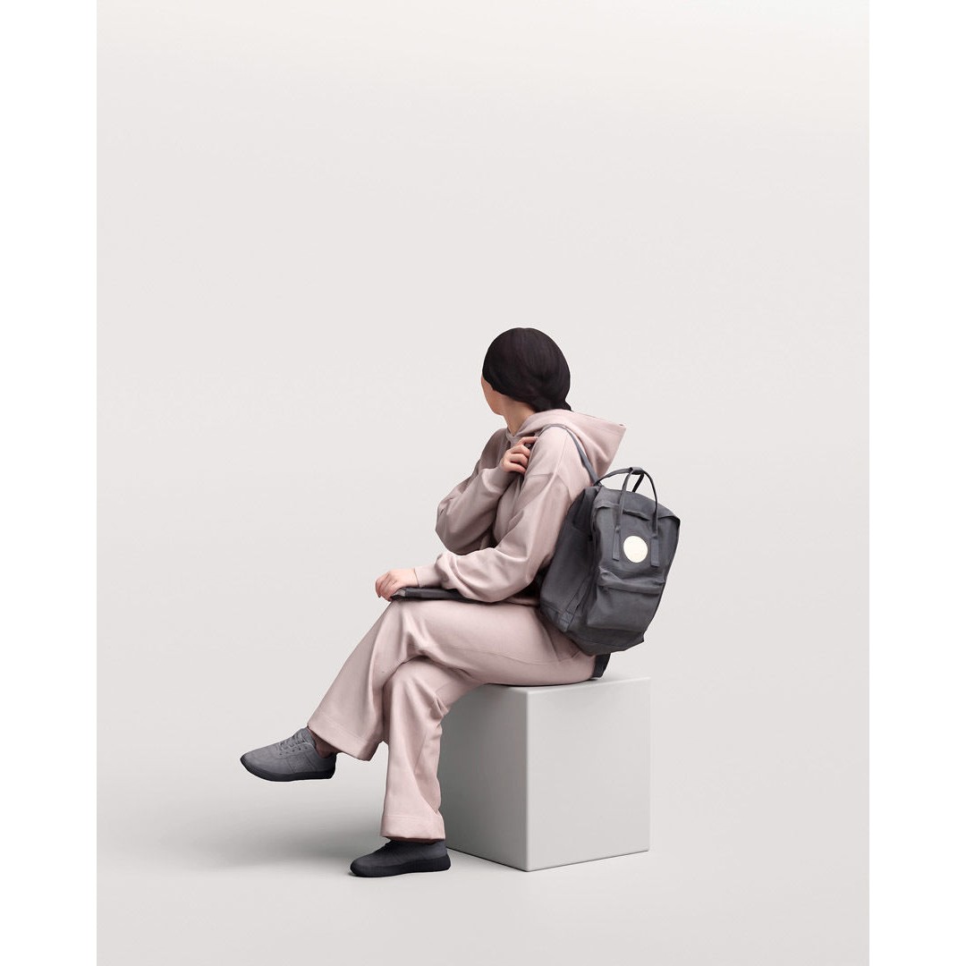 Humano Sitting Young Asian Girl 3D Model – Realistic PBR Character Asset - View 7
