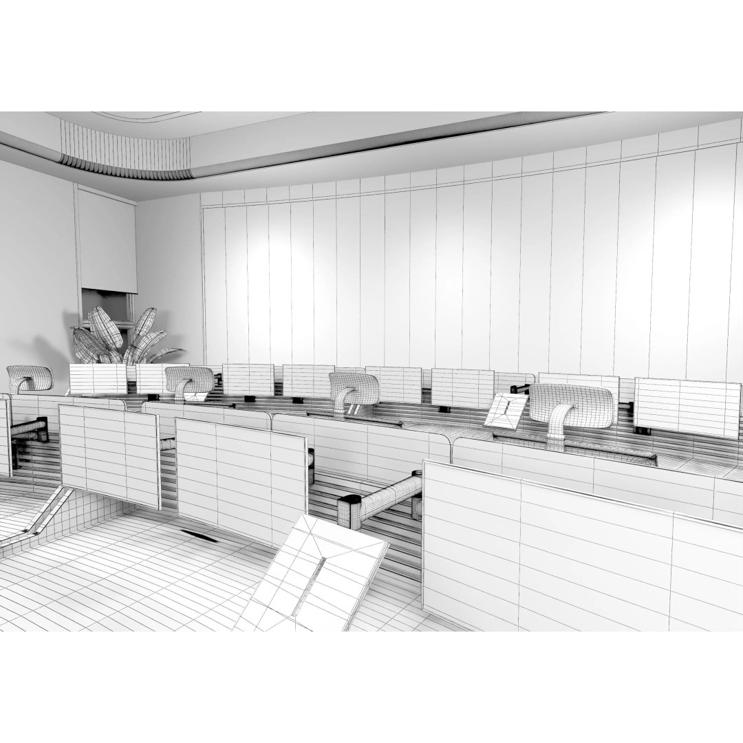 Control Room 3D Model – Low Poly Architectural Asset, FBX & OBJ - View 15