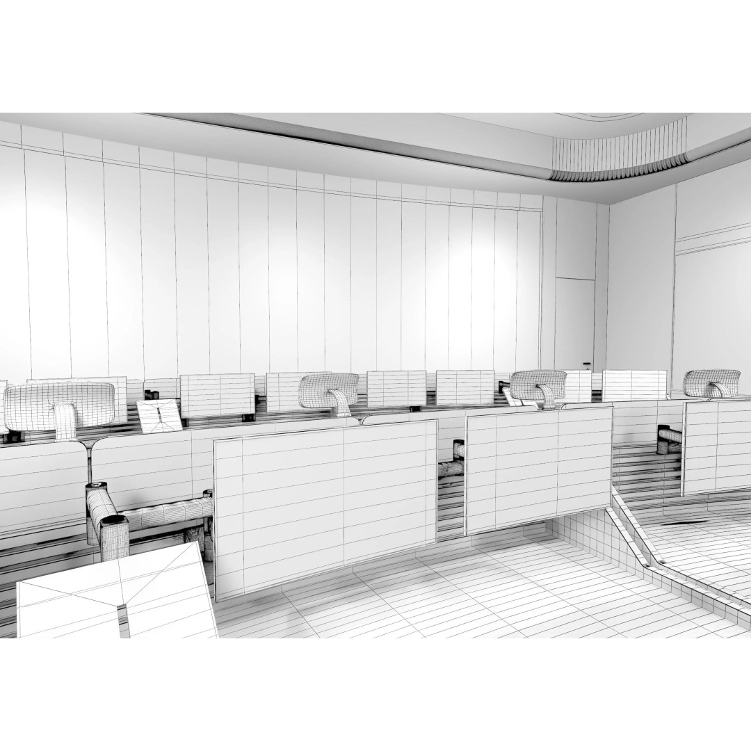 Control Room 3D Model – Low Poly Architectural Asset, FBX & OBJ - View 16