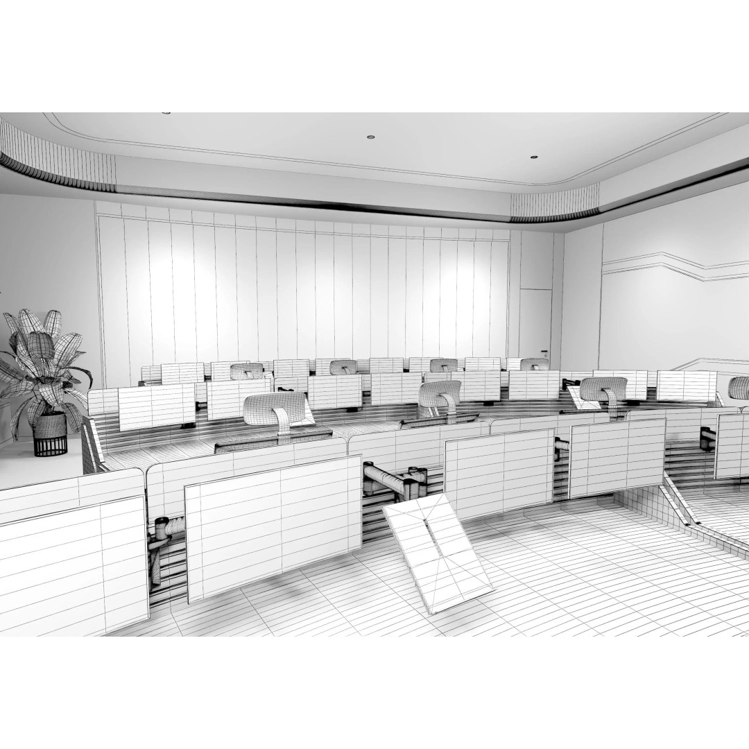 Control Room 3D Model – Low Poly Architectural Asset, FBX & OBJ - View 17