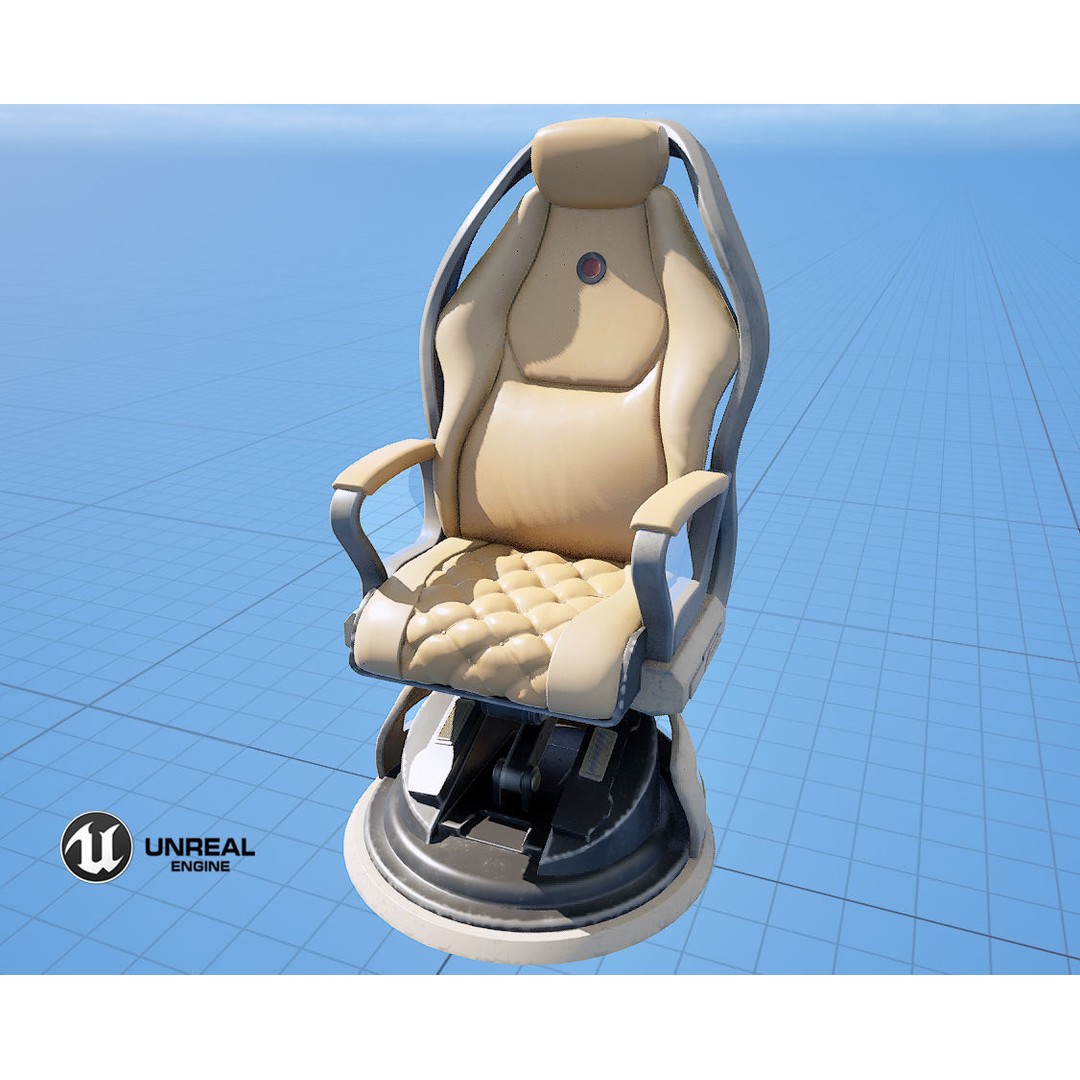 Sci-Fi Chair 3D Model – Low Poly PBR Asset for Games, FBX - View 13