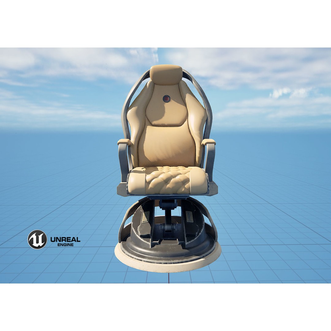 Sci-Fi Chair 3D Model – Low Poly PBR Asset for Games, FBX - View 14