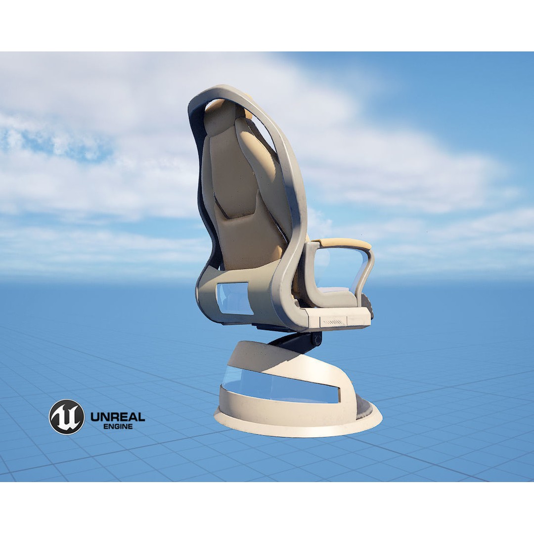 Sci-Fi Chair 3D Model – Low Poly PBR Asset for Games, FBX - View 15