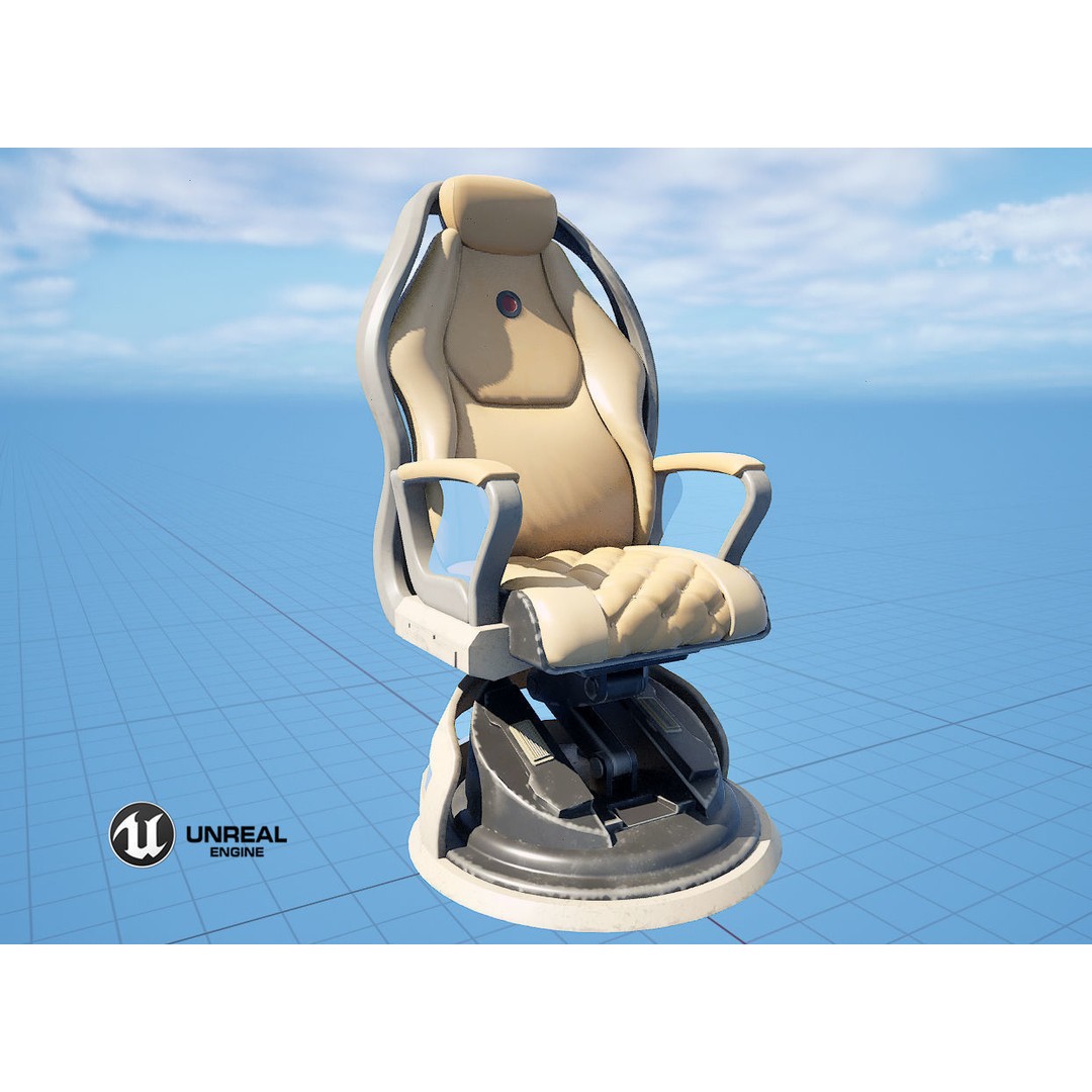 Sci-Fi Chair 3D Model – Low Poly PBR Asset for Games, FBX - View 16