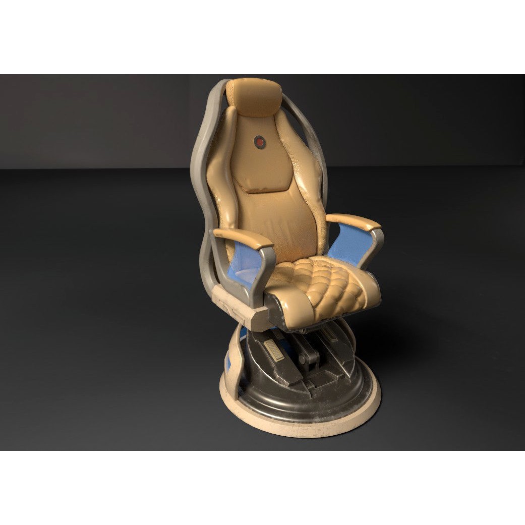 Sci-Fi Chair 3D Model – Low Poly PBR Asset for Games, FBX - View 3