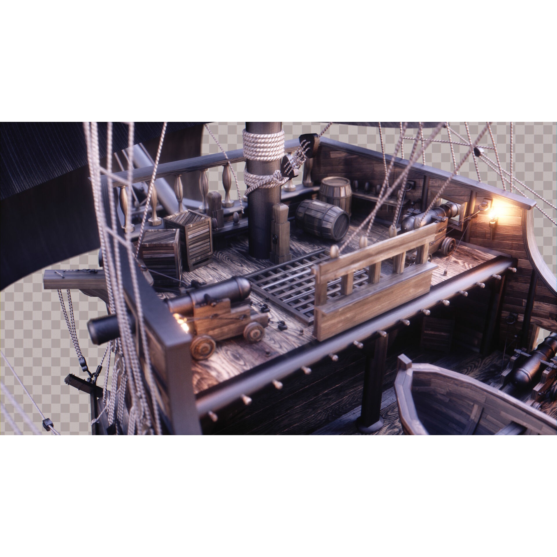 Pirate Ship - Low-Poly Game-Ready 3D Model - View 11