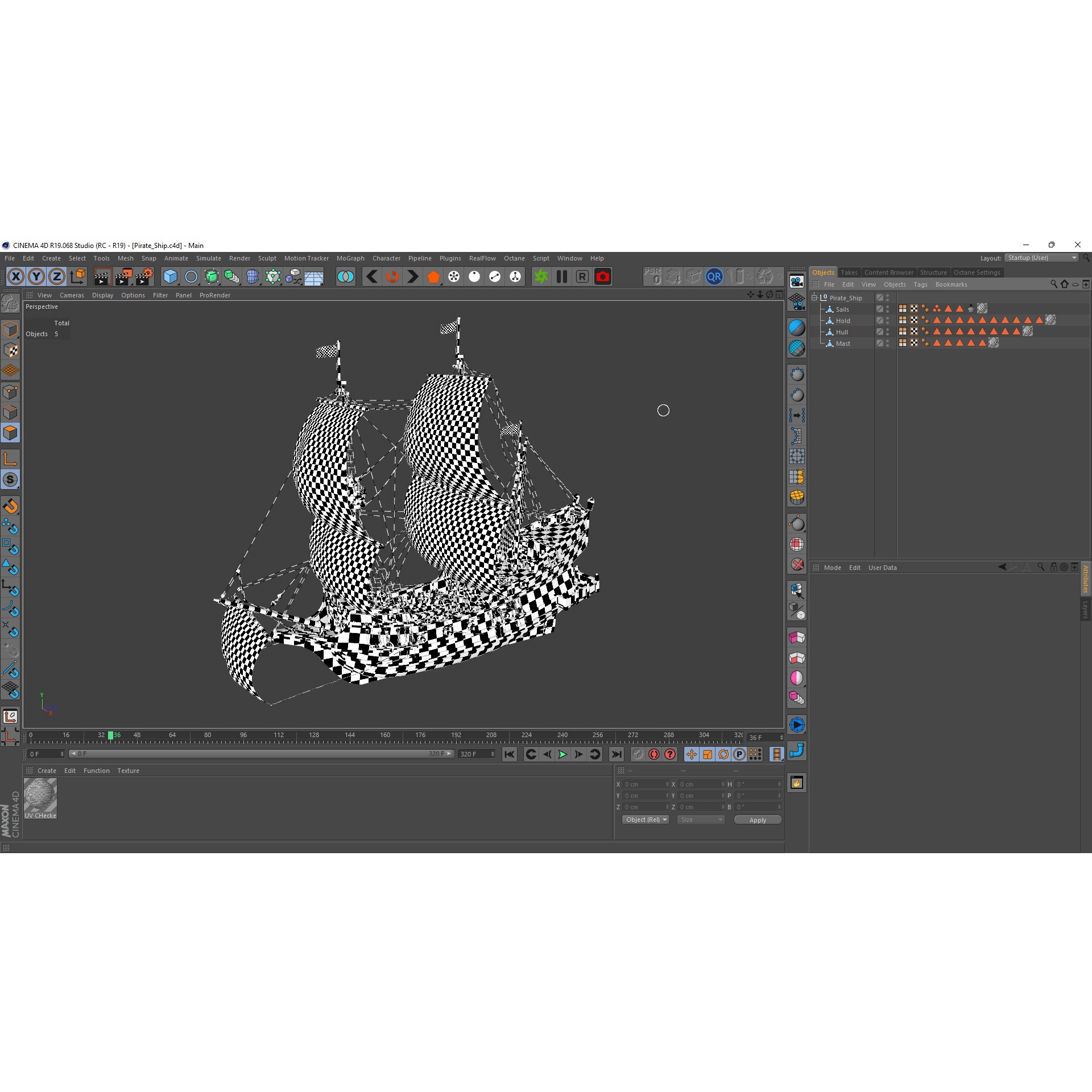 Pirate Ship - Low-Poly Game-Ready 3D Model - View 15