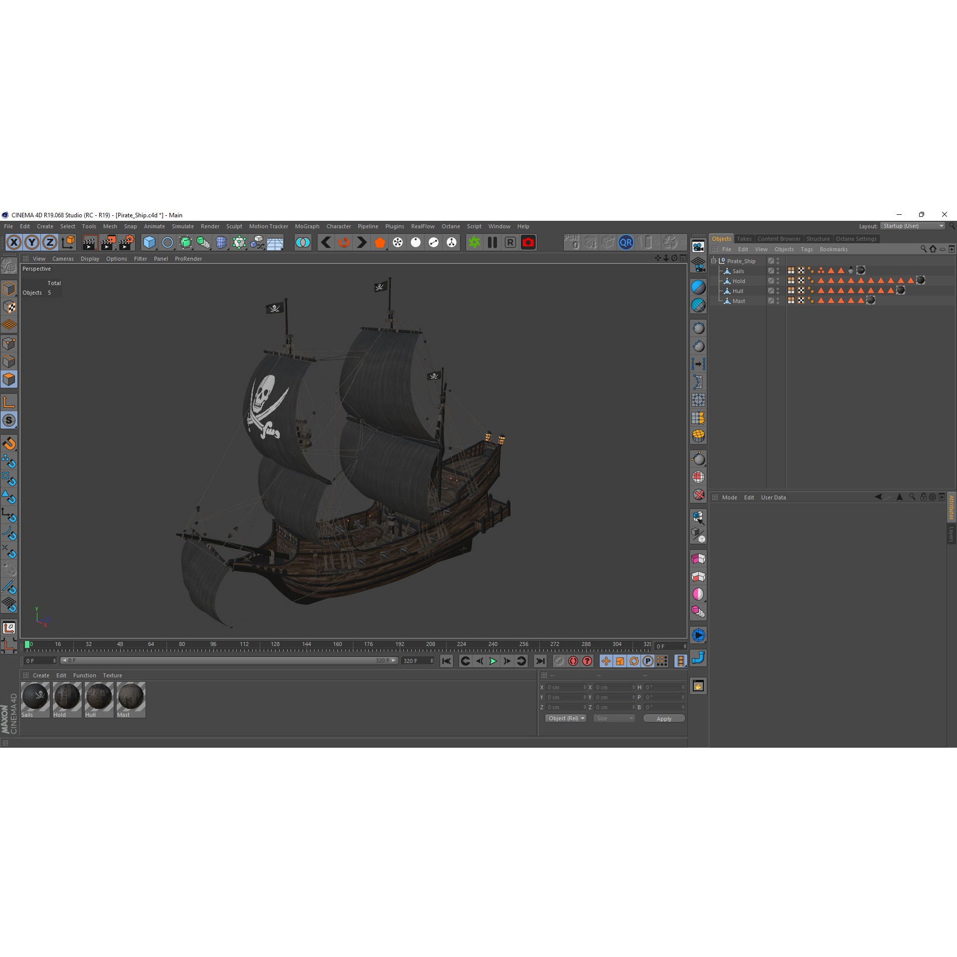 Pirate Ship - Low-Poly Game-Ready 3D Model - View 16