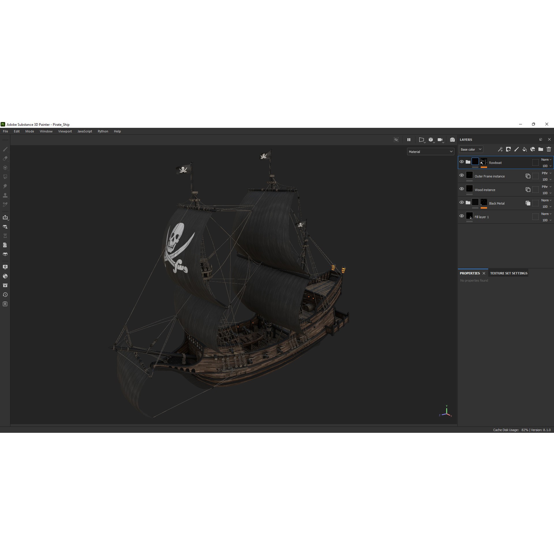 Pirate Ship - Low-Poly Game-Ready 3D Model - View 17