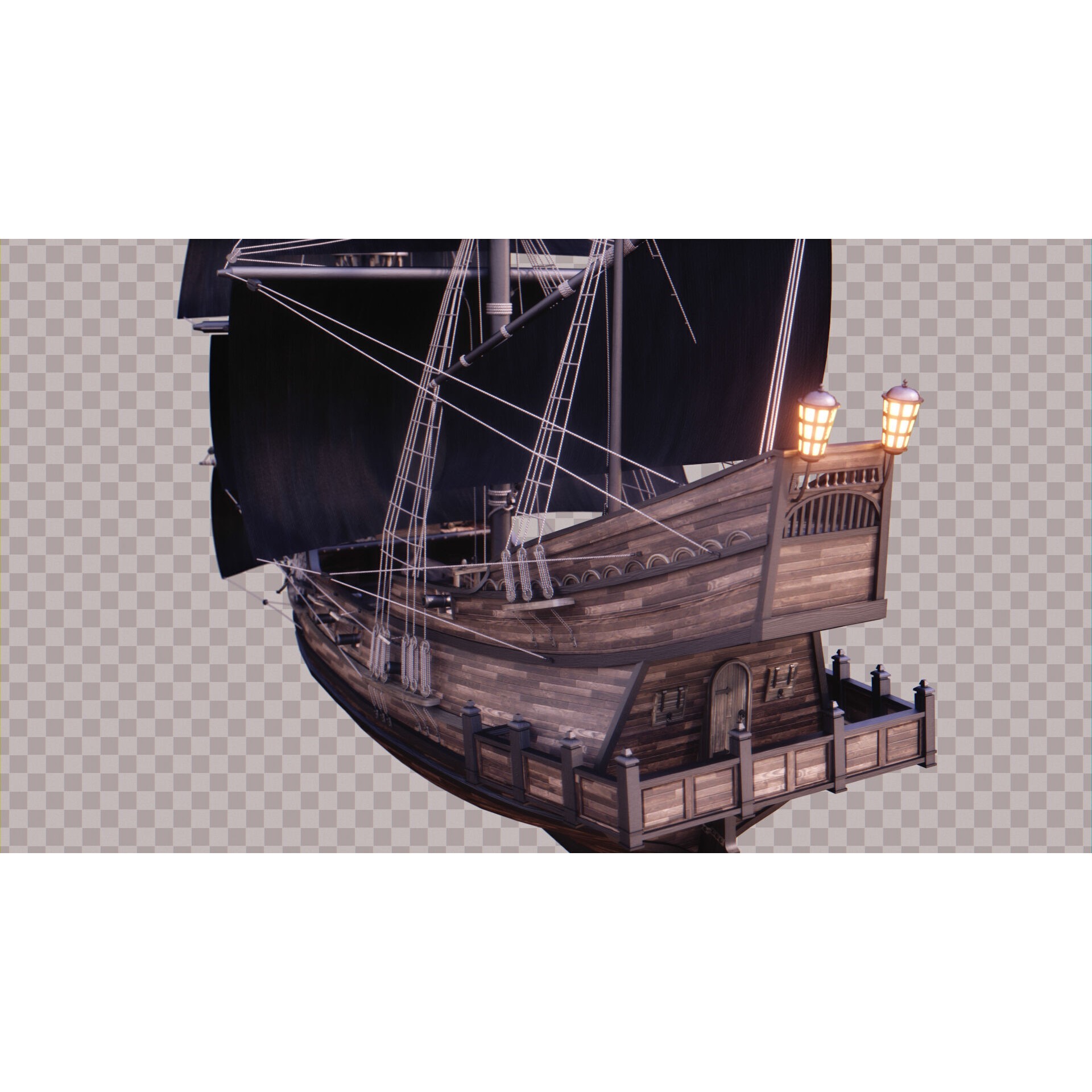Pirate Ship - Low-Poly Game-Ready 3D Model - View 7