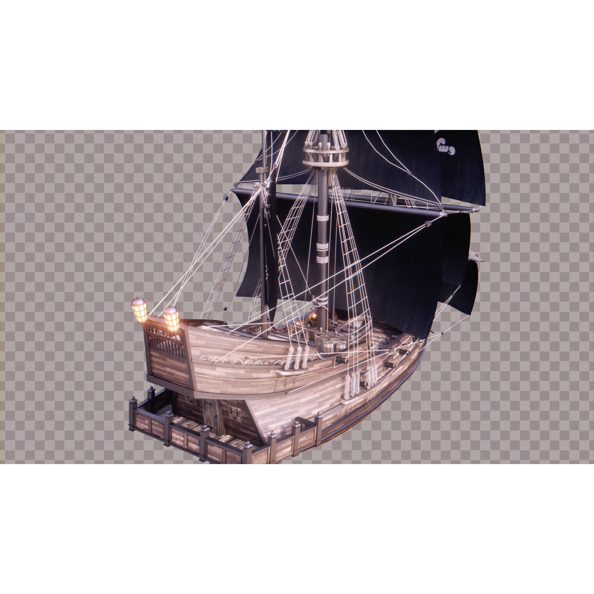Pirate Ship - Low-Poly Game-Ready 3D Model - View 8