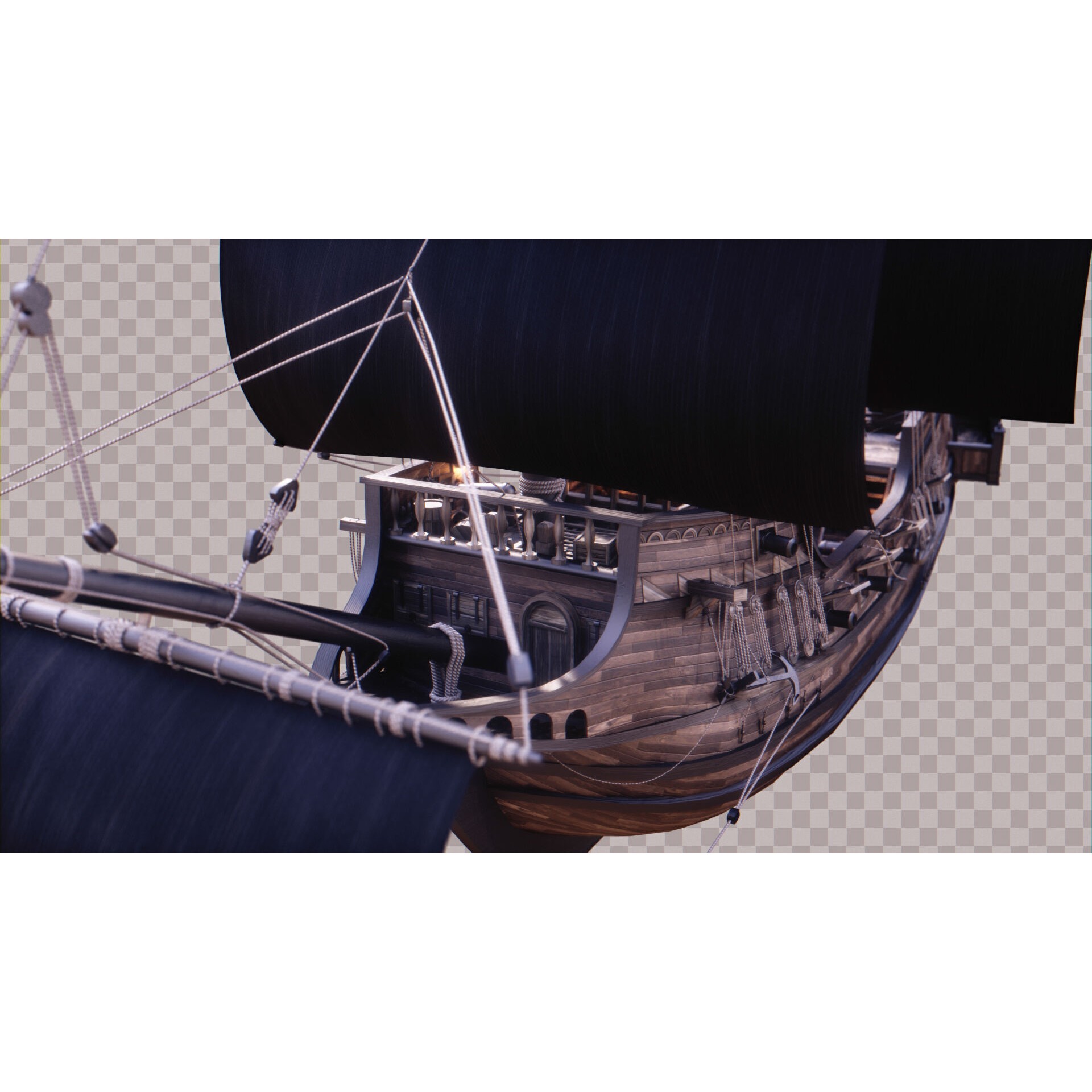 Pirate Ship - Low-Poly Game-Ready 3D Model - View 9