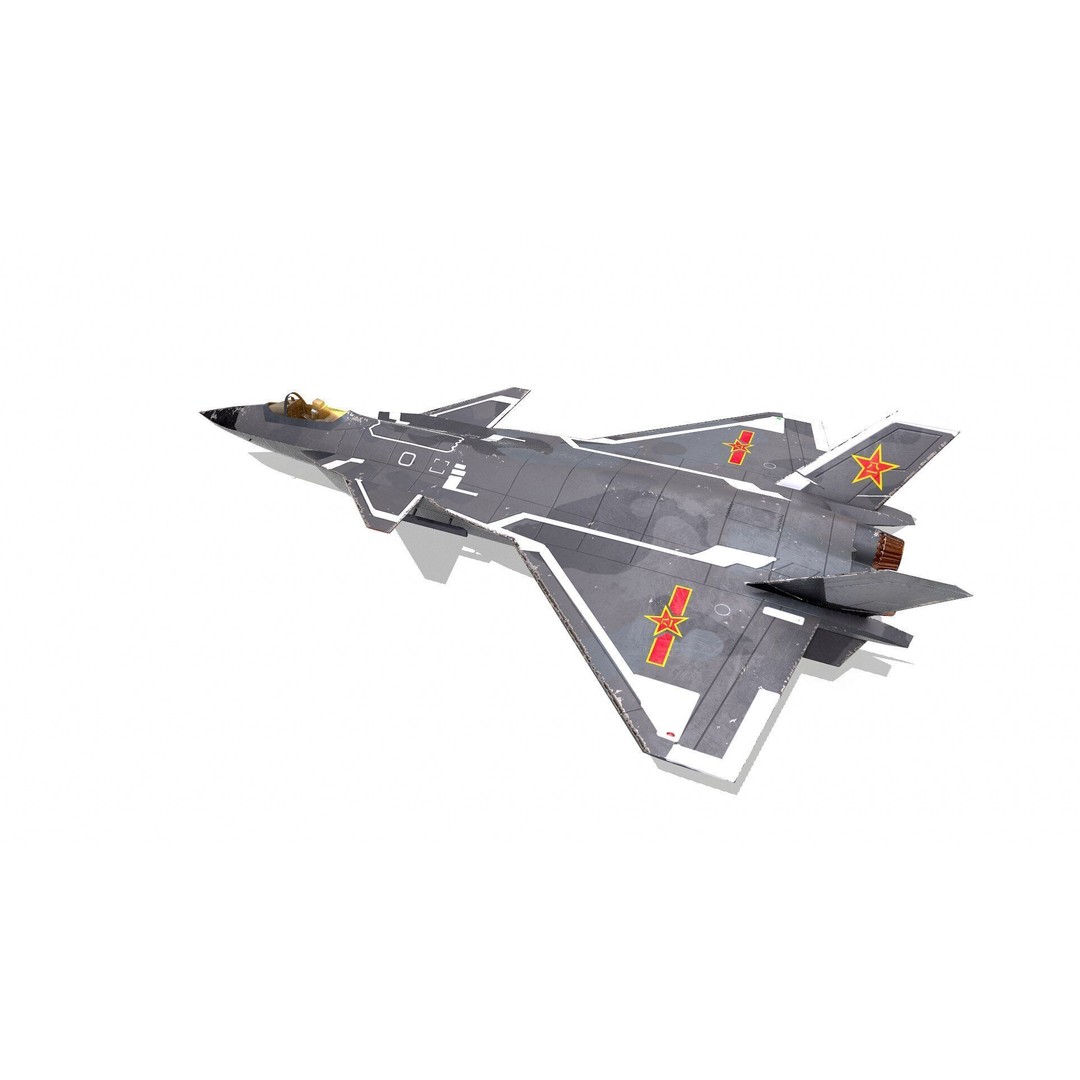 Chengdu J-20 3D Model – Low Poly Game-Ready Fighter Jet, FBX - View 10