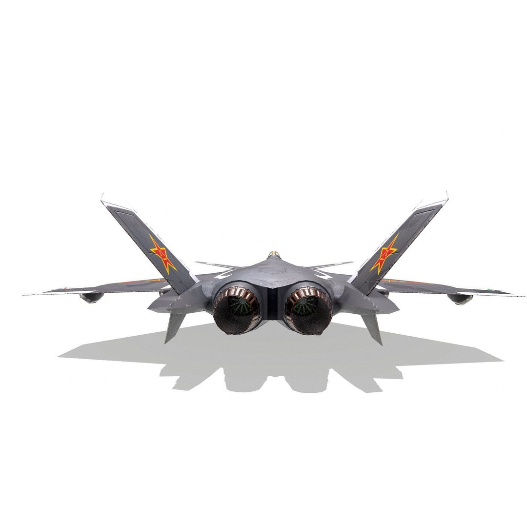 Chengdu J-20 3D Model – Low Poly Game-Ready Fighter Jet, FBX - View 11