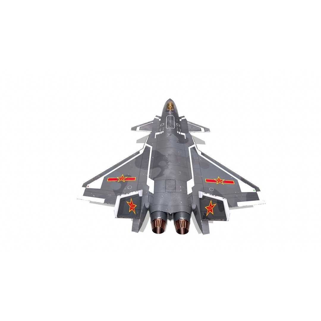 Chengdu J-20 3D Model – Low Poly Game-Ready Fighter Jet, FBX - View 12