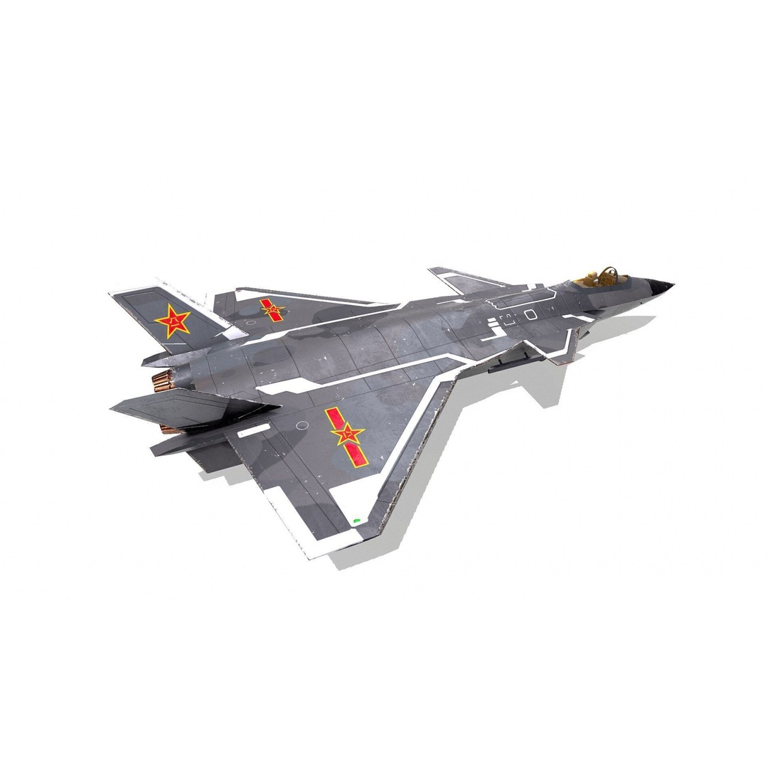 Chengdu J-20 3D Model – Low Poly Game-Ready Fighter Jet, FBX - View 14