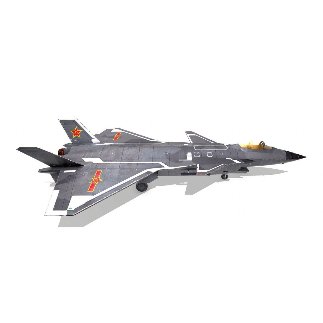 Chengdu J-20 3D Model – Low Poly Game-Ready Fighter Jet, FBX - View 15
