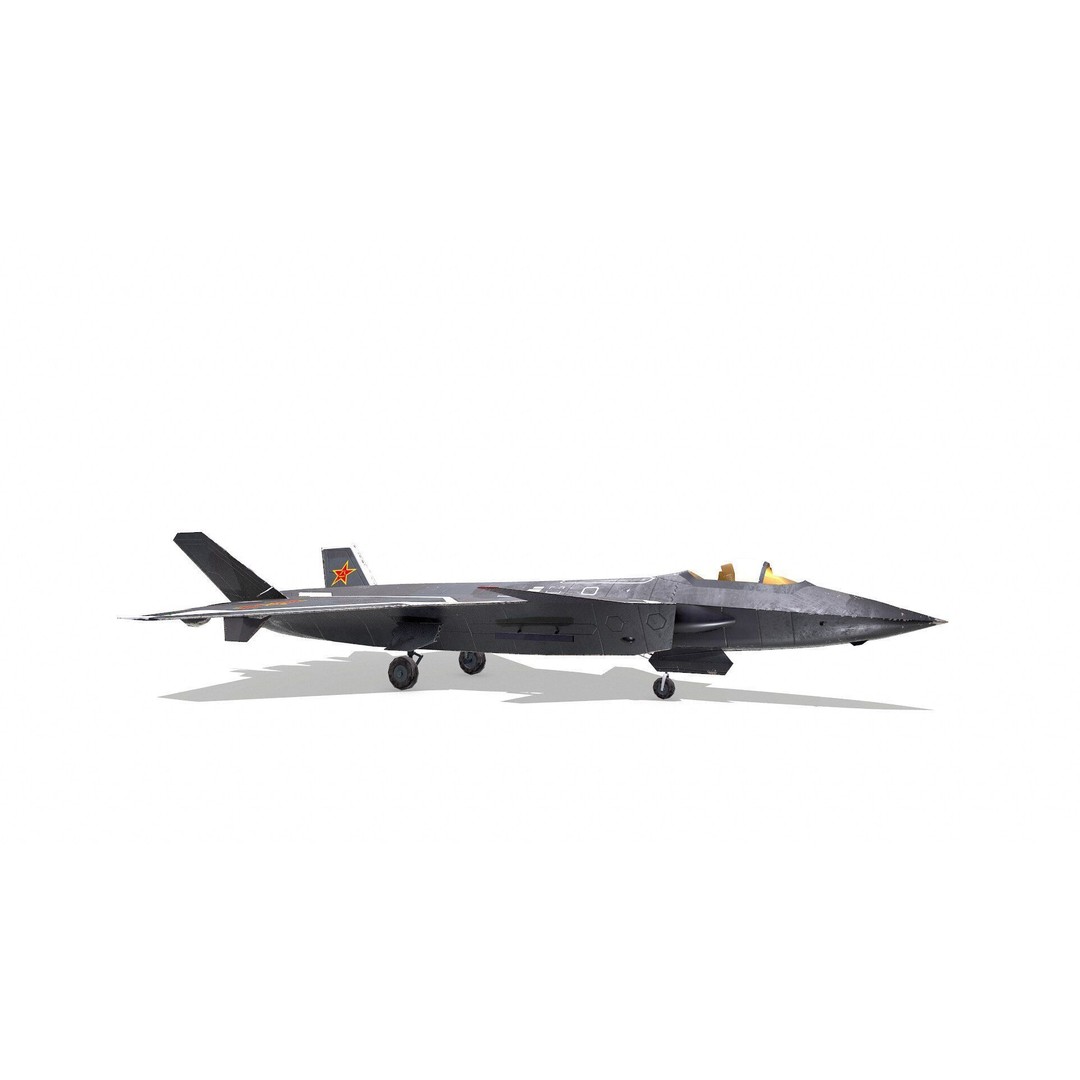 Chengdu J-20 3D Model – Low Poly Game-Ready Fighter Jet, FBX - View 17