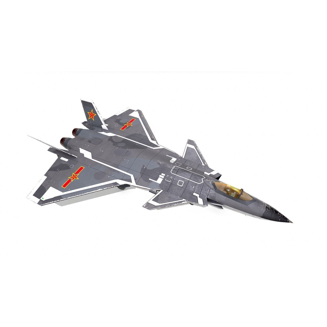 Chengdu J-20 3D Model – Low Poly Game-Ready Fighter Jet, FBX - View 18