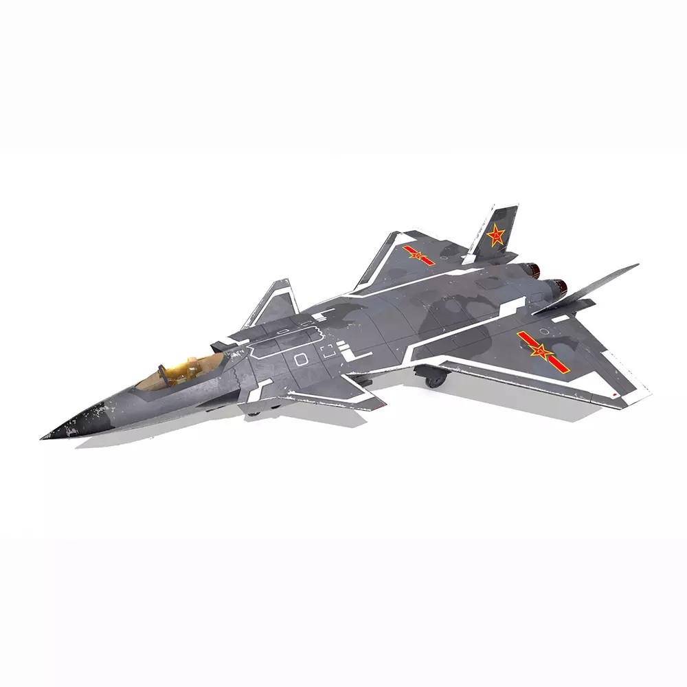 Chengdu J-20 3D Model – Low Poly Game-Ready Fighter Jet, FBX - View 2