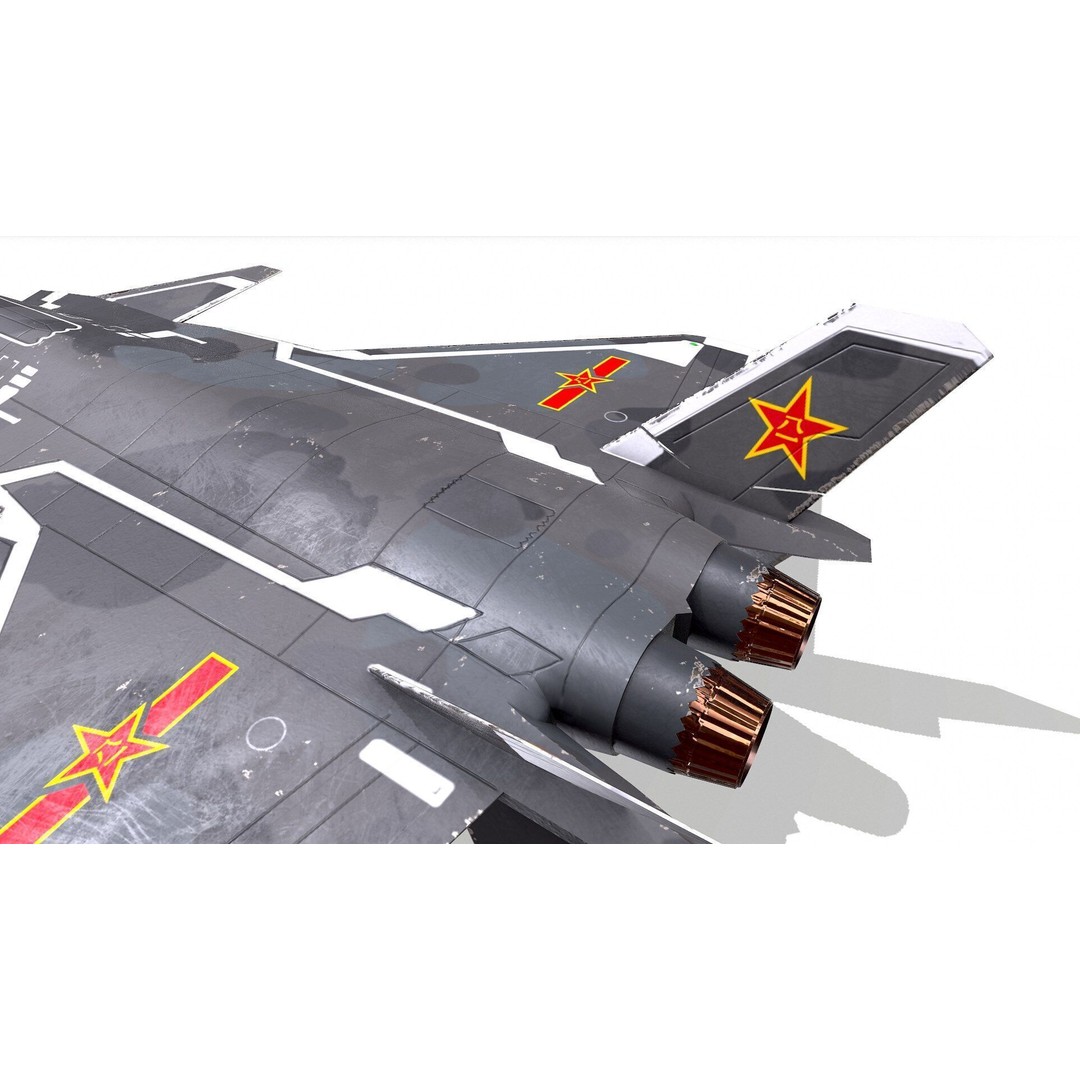 Chengdu J-20 3D Model – Low Poly Game-Ready Fighter Jet, FBX - View 24
