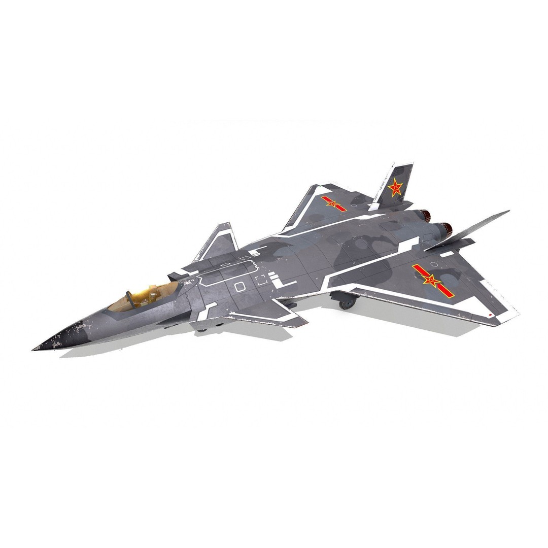 Chengdu J-20 3D Model – Low Poly Game-Ready Fighter Jet, FBX - View 3