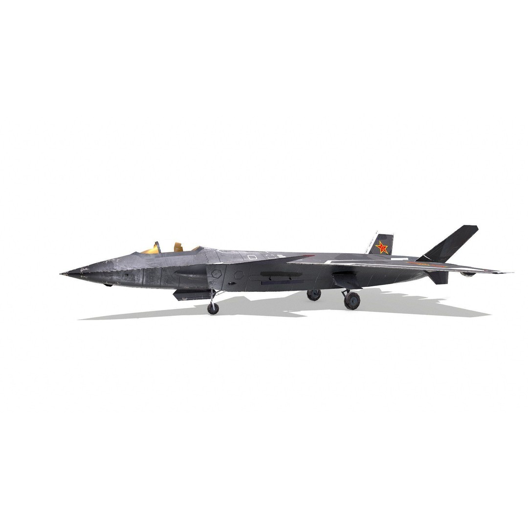 Chengdu J-20 3D Model – Low Poly Game-Ready Fighter Jet, FBX - View 8