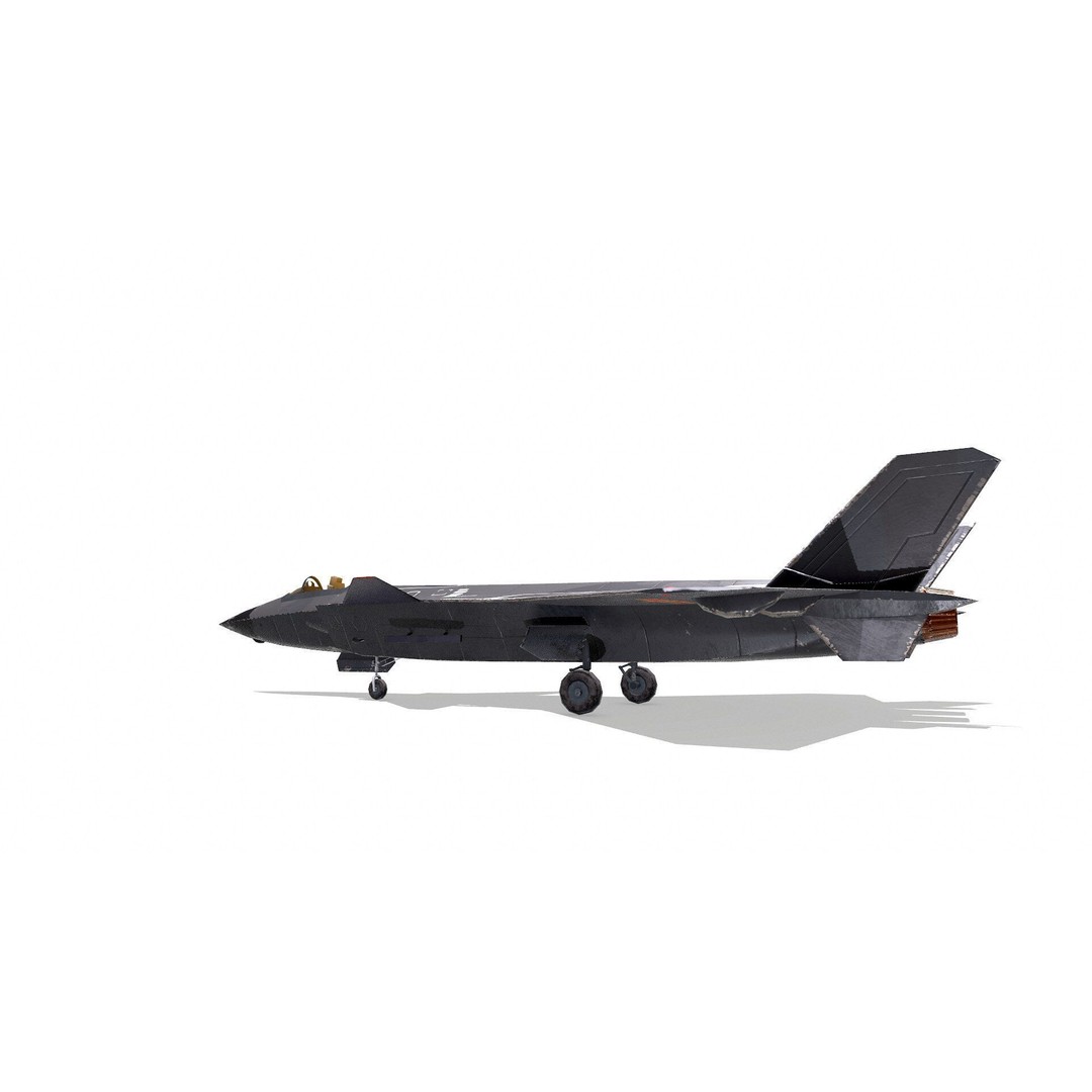 Chengdu J-20 3D Model – Low Poly Game-Ready Fighter Jet, FBX - View 9