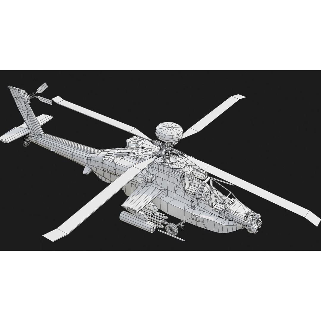 Apache AH64D 3D Model – Low Poly Military Aircraft, FBX - View 10