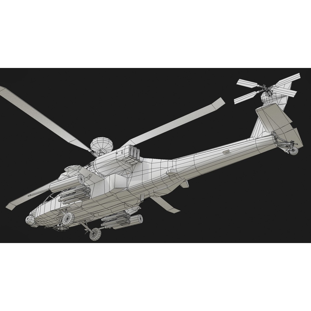 Apache AH64D 3D Model – Low Poly Military Aircraft, FBX - View 11