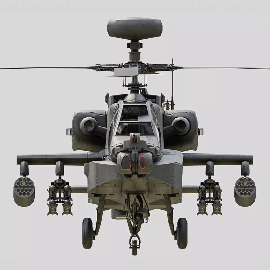 Apache AH64D 3D Model – Low Poly Military Aircraft, FBX - View 2