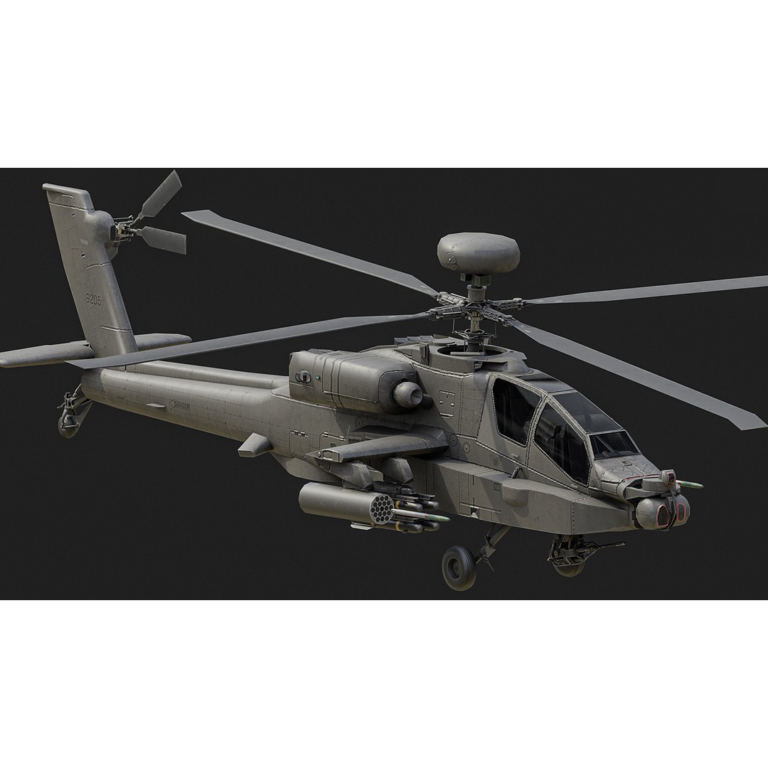 Apache AH64D 3D Model – Low Poly Military Aircraft, FBX - View 3