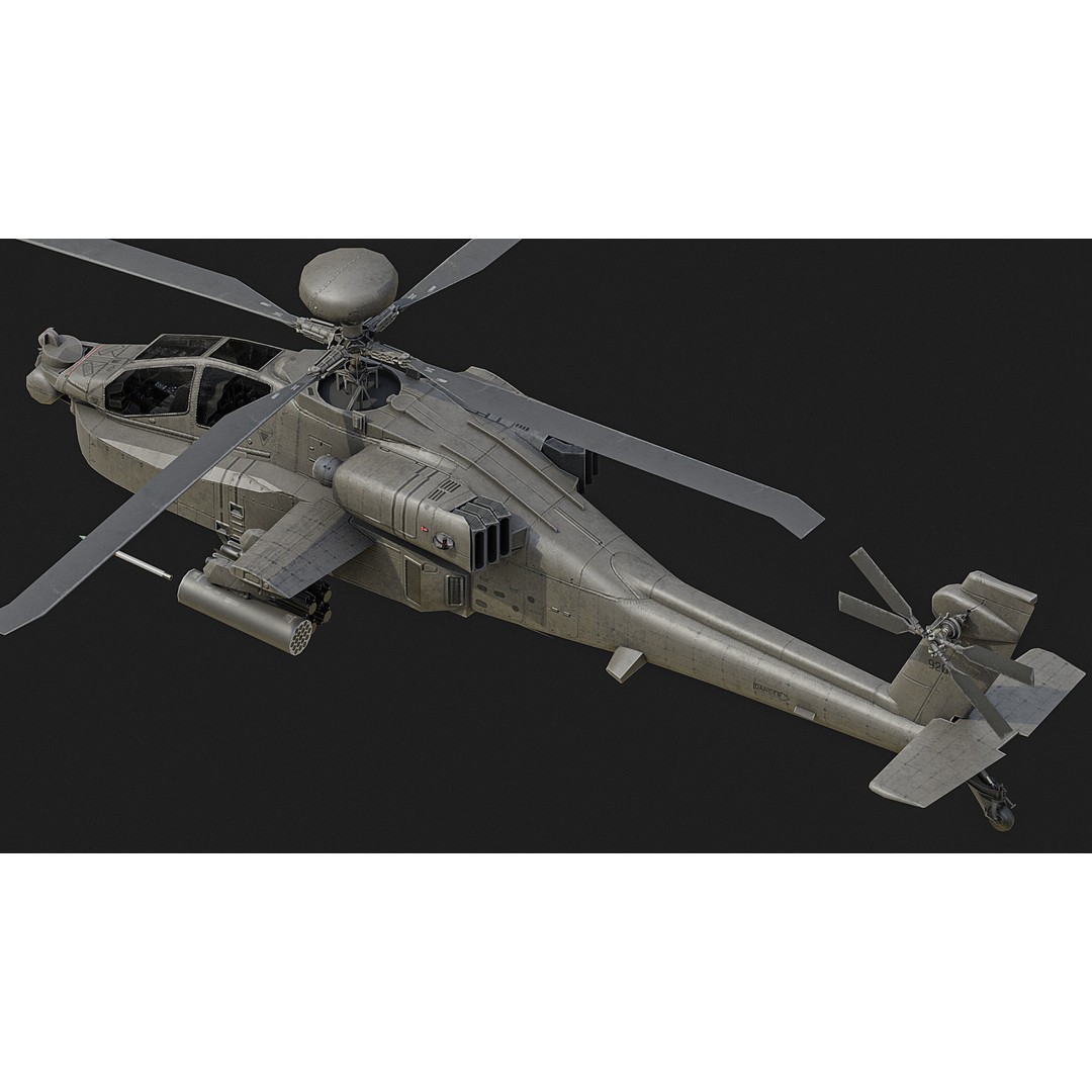 Apache AH64D 3D Model – Low Poly Military Aircraft, FBX - View 5