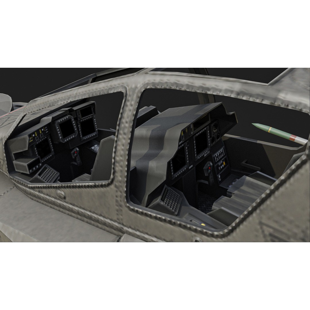 Apache AH64D 3D Model – Low Poly Military Aircraft, FBX - View 9
