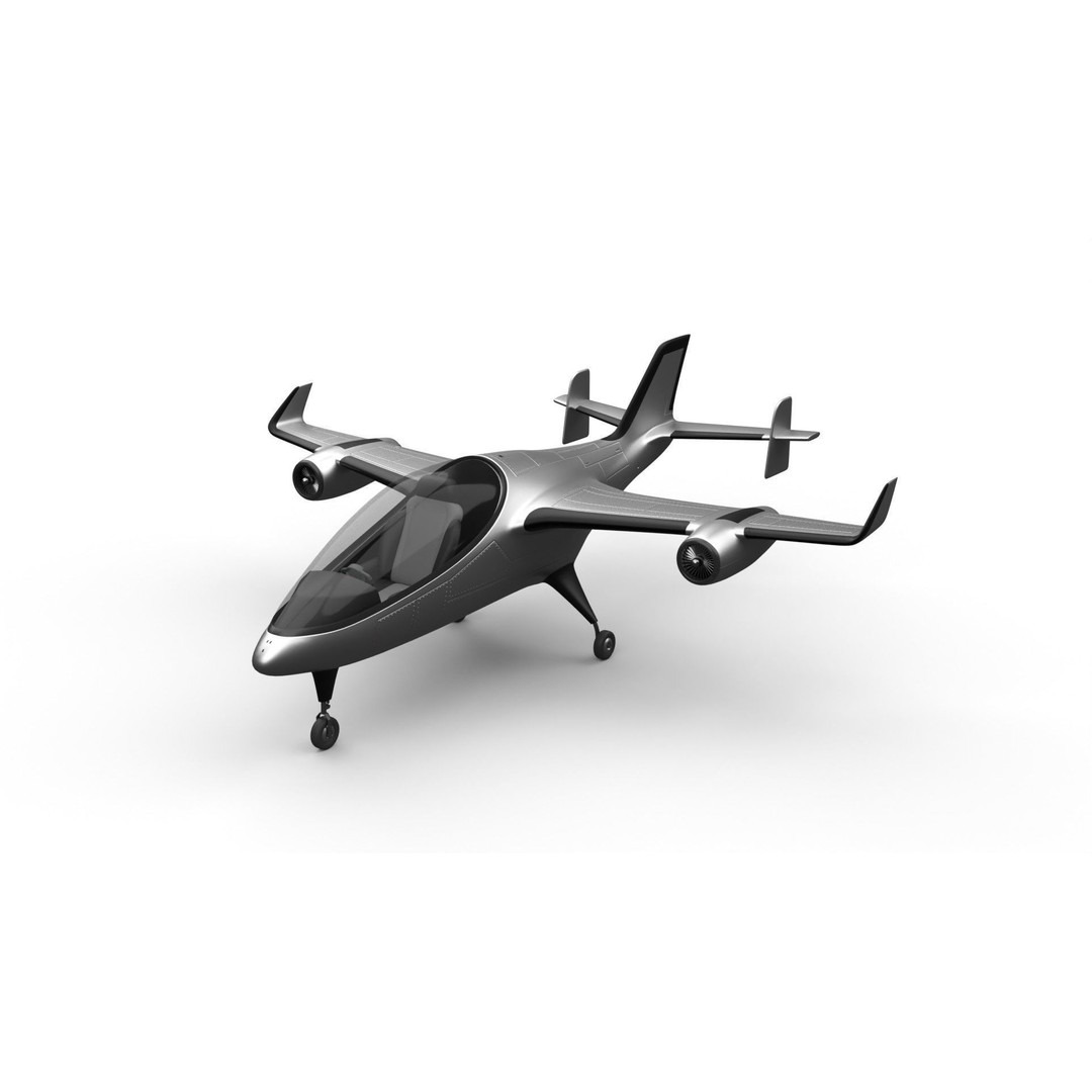 Futuristic Light Aircraft 3D Model – Sleek Private Vehicle, FBX - View 4