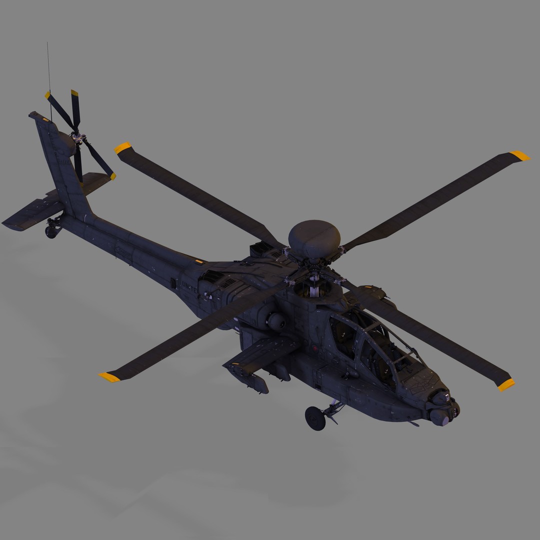 AH-64D Apache 3D Model – High Poly Military Helicopter, FBX - View 3