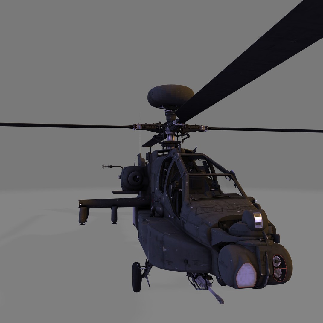 AH-64D Apache 3D Model – High Poly Military Helicopter, FBX - View 4