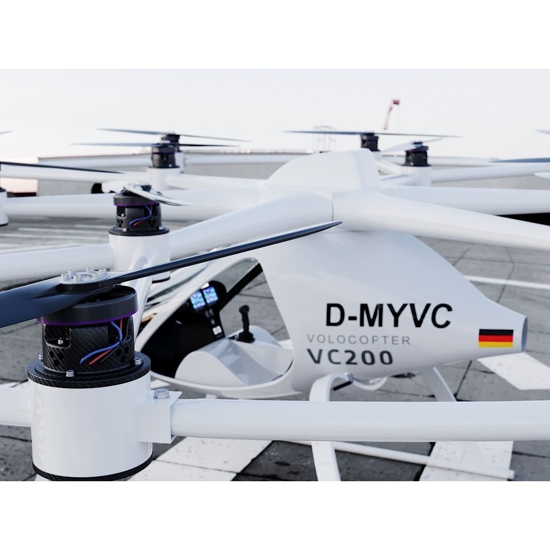 E-VOLO VC200 Volocopter 3D Model – High Poly Rigged Multirotor, FBX, OBJ - View 22