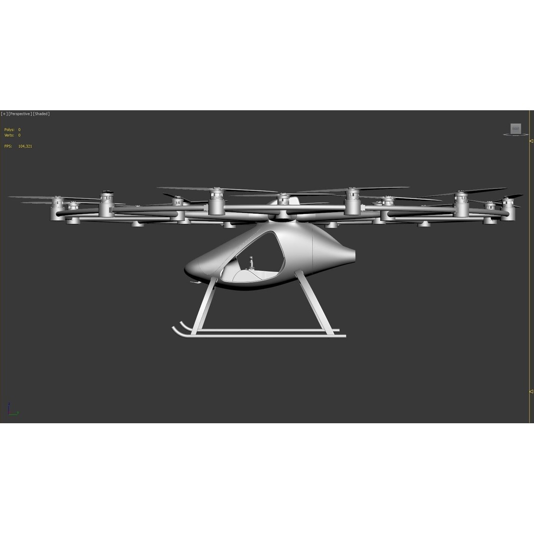 E-VOLO VC200 Volocopter 3D Model – High Poly Rigged Multirotor, FBX, OBJ - View 30