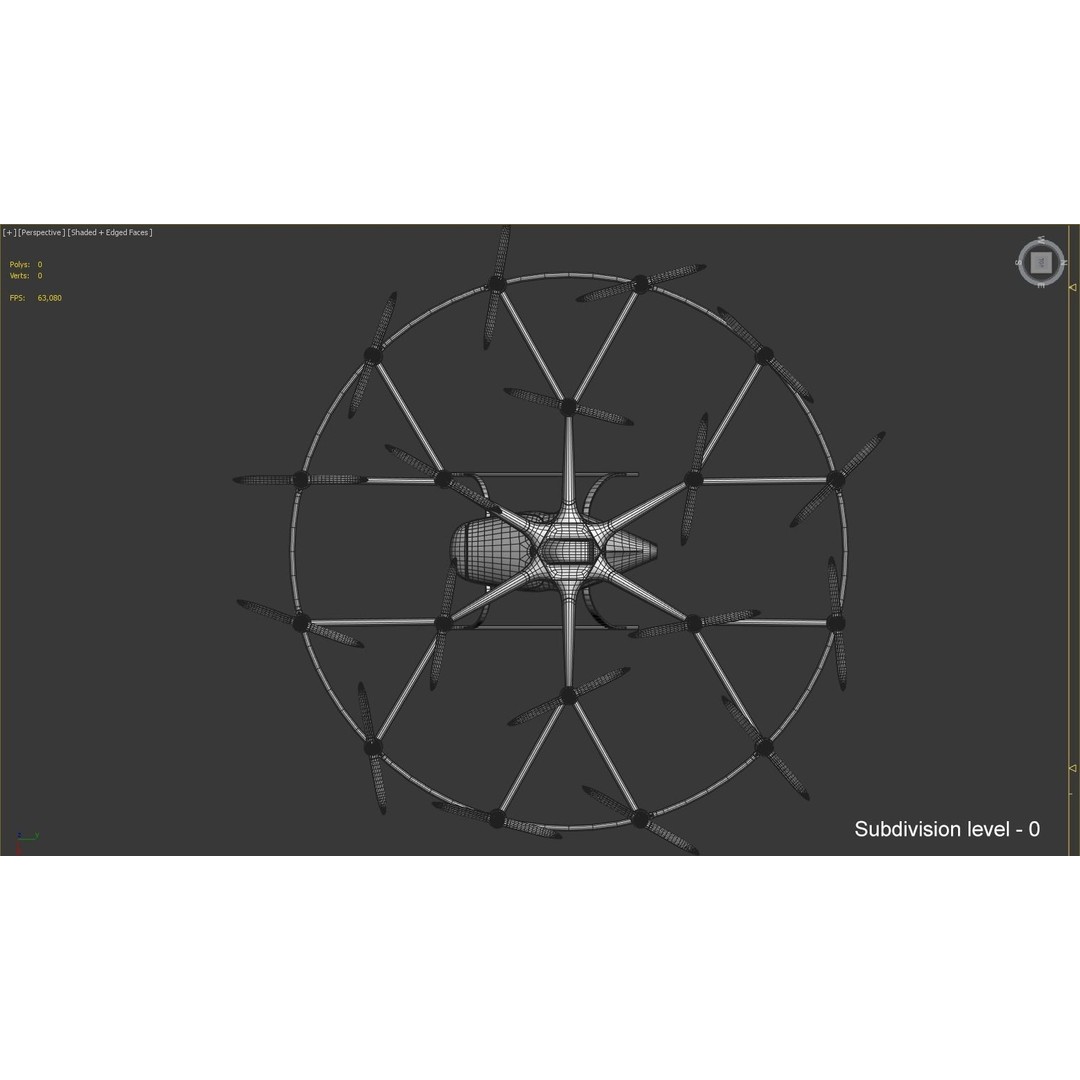 E-VOLO VC200 Volocopter 3D Model – High Poly Rigged Multirotor, FBX, OBJ - View 37