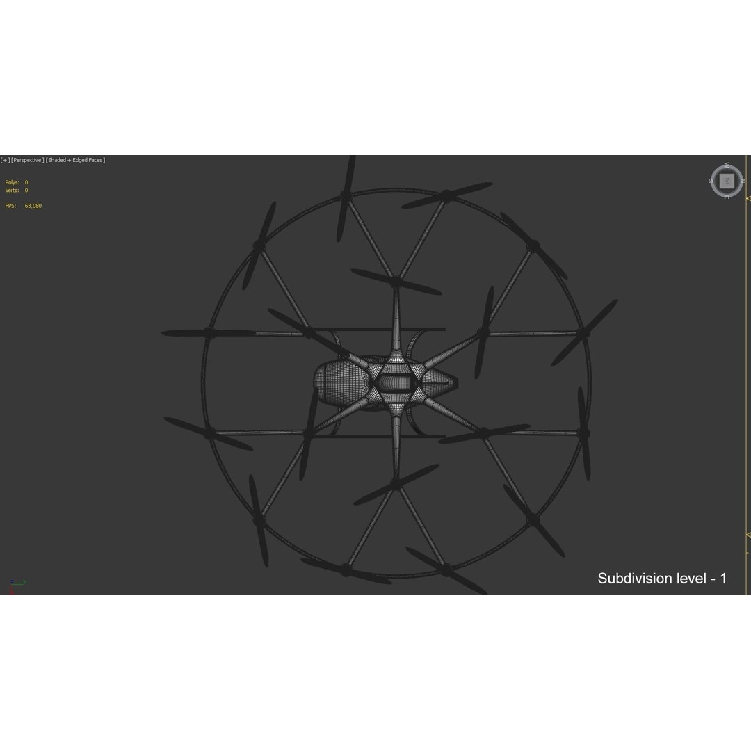 E-VOLO VC200 Volocopter 3D Model – High Poly Rigged Multirotor, FBX, OBJ - View 38