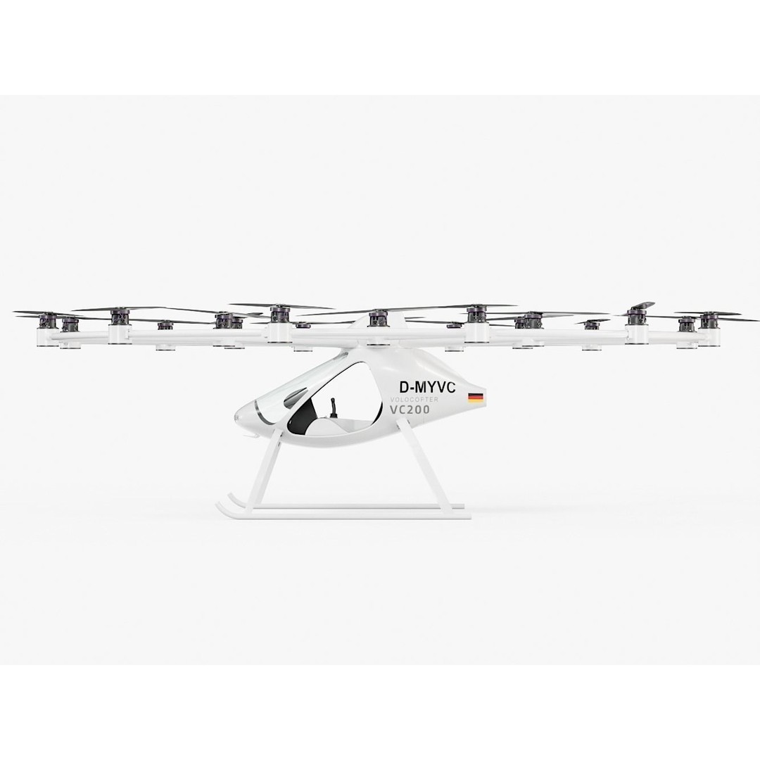 E-VOLO VC200 Volocopter 3D Model – High Poly Rigged Multirotor, FBX, OBJ - View 4