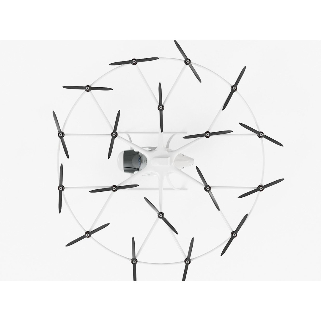 E-VOLO VC200 Volocopter 3D Model – High Poly Rigged Multirotor, FBX, OBJ - View 6