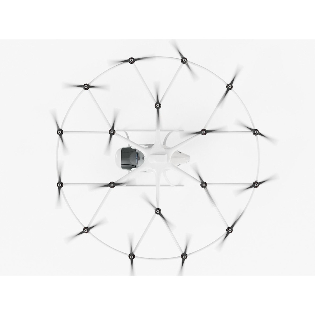 E-VOLO VC200 Volocopter 3D Model – High Poly Rigged Multirotor, FBX, OBJ - View 7