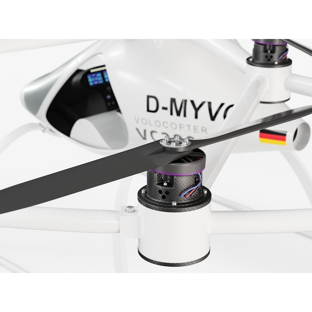 E-VOLO VC200 Volocopter 3D Model – High Poly Rigged Multirotor, FBX, OBJ - View 9