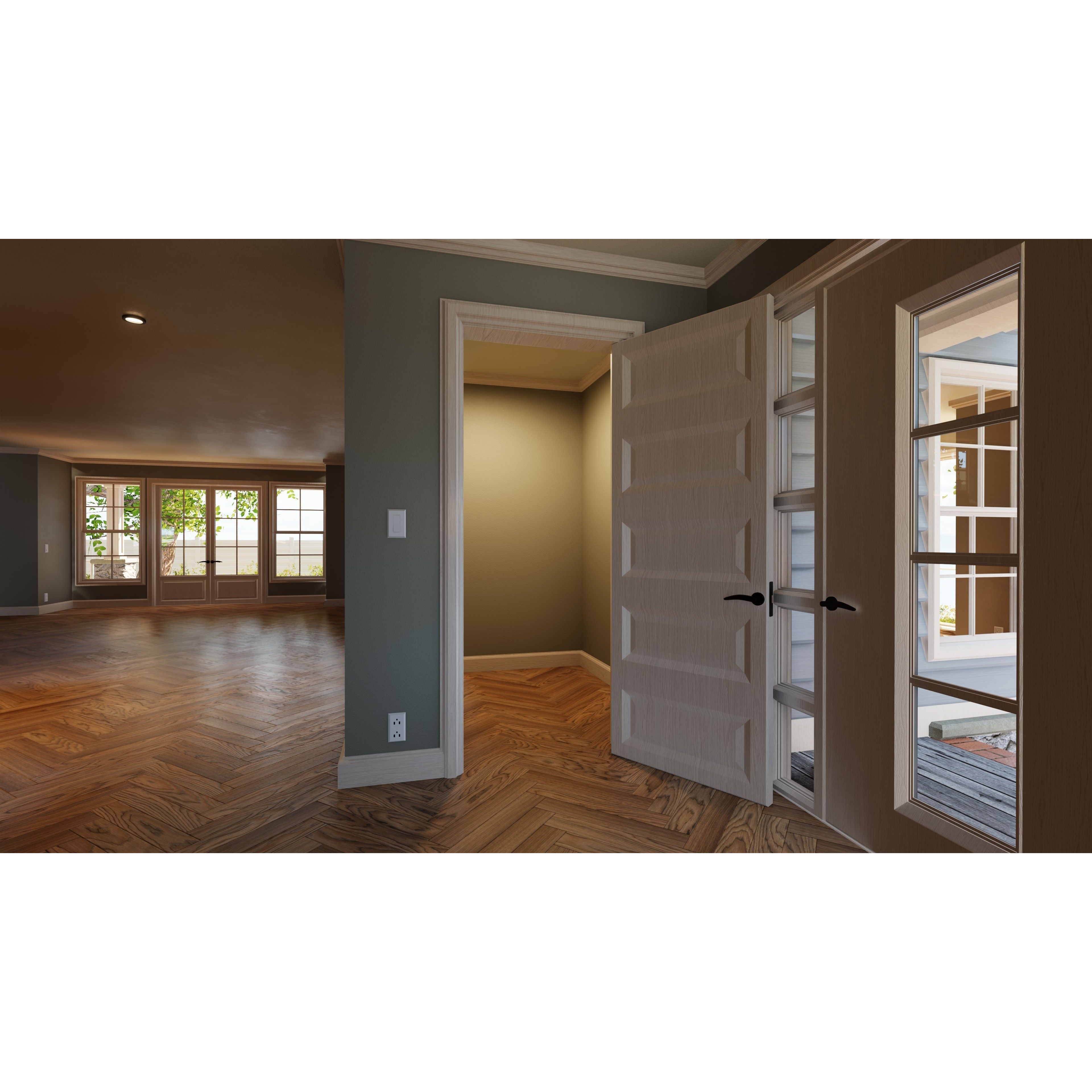 Classic Style Porch House - Low-Poly Game-Ready 3D Model - View 11