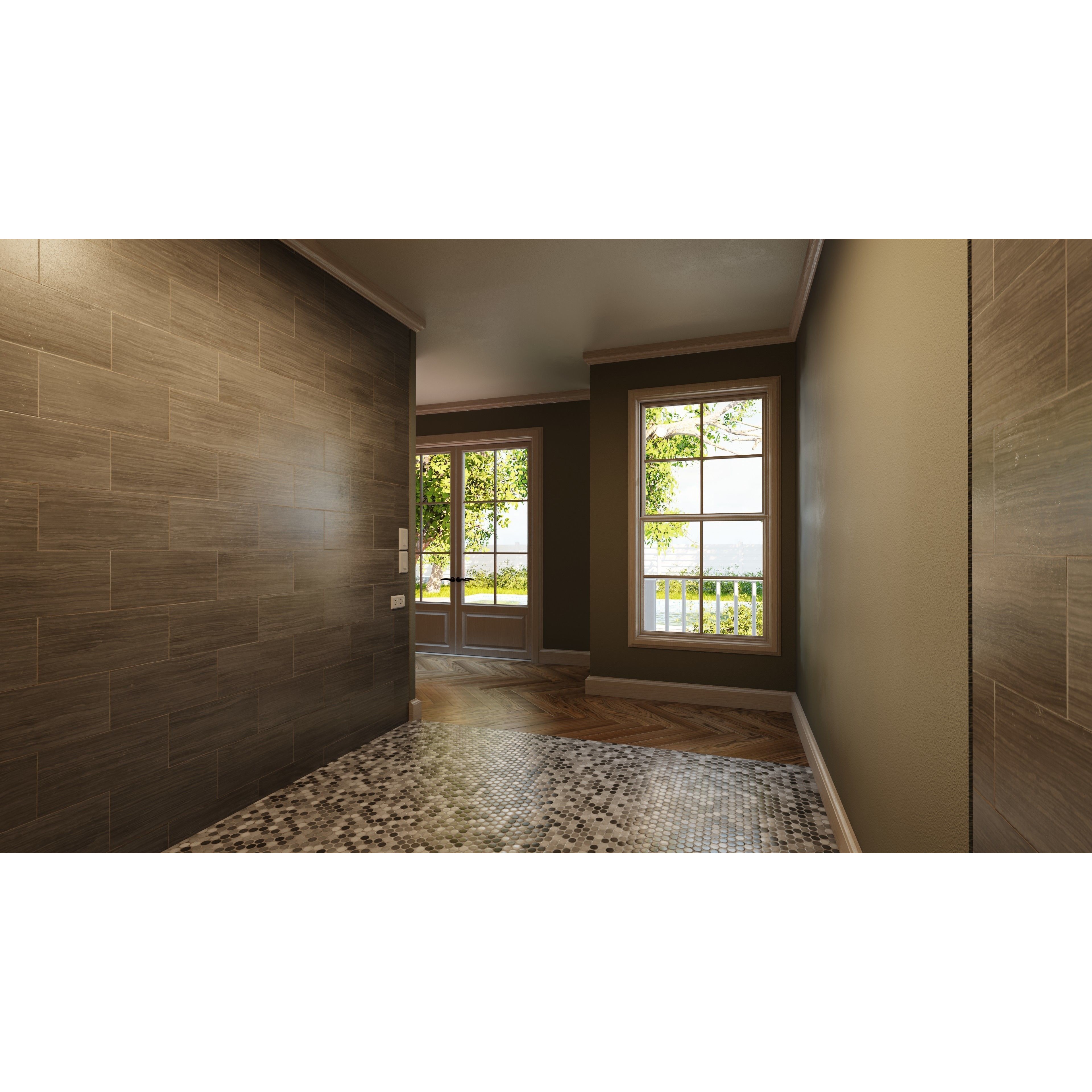 Classic Style Porch House - Low-Poly Game-Ready 3D Model - View 14