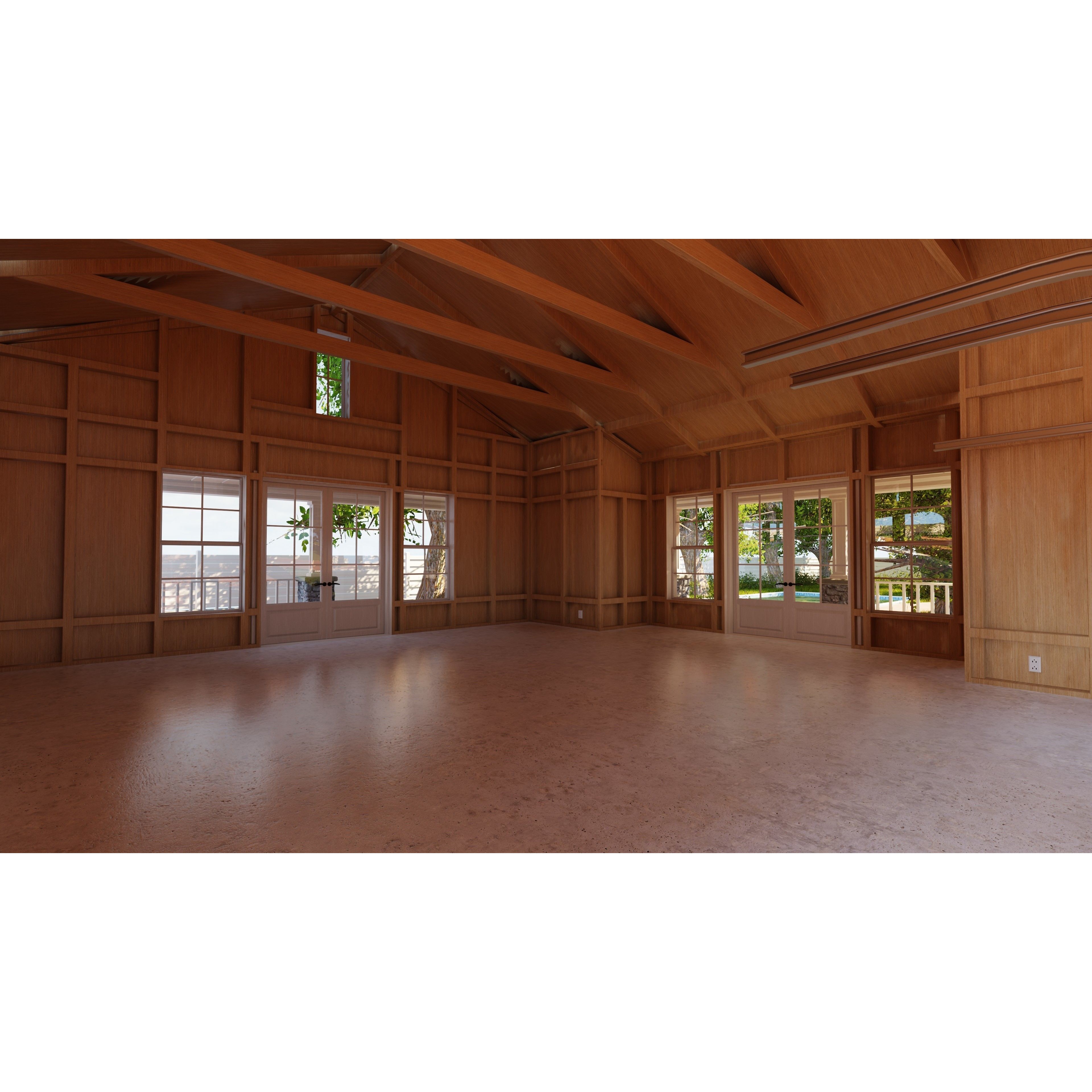 Classic Style Porch House - Low-Poly Game-Ready 3D Model - View 26